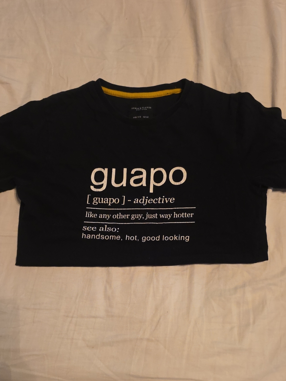 Denim & Flower Black 'guapo' Graphic Tee with White Print